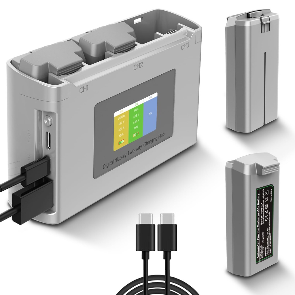 Homesuit 2-Pack Mini 2 Battery with Display Two-Way Hub Charging Station, 2400mAh 7.7V Intel