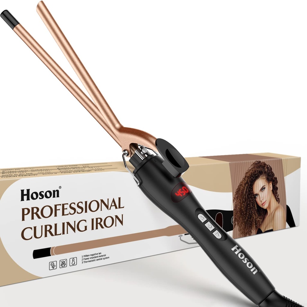 9mm Thin Curling Tongs Ceramic Hair Curler, Small Barrel Curling Wand for Long & Short Hair,