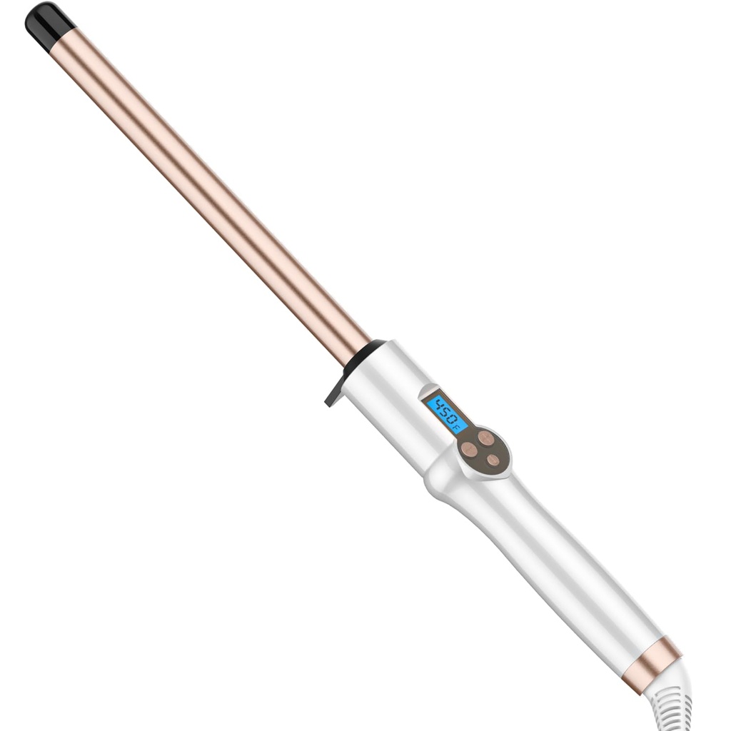 19mm Hair Curling Wand with Extra Long Barrel,Ceramic Curling Iron Professional,Dual Voltage