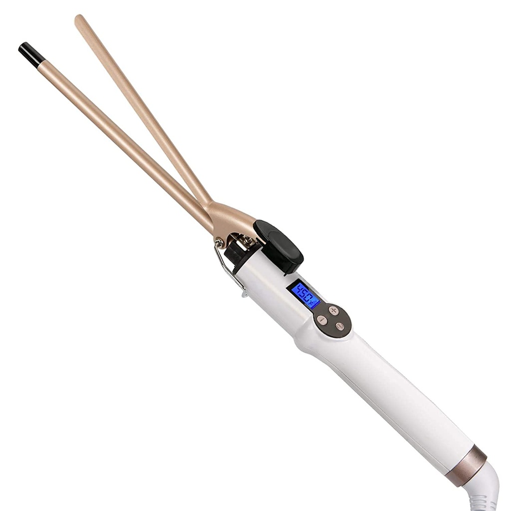 Thin 9mm Curling Tongs Professional, 3/8 Inch Ceramic Tourmaline Curling Wand Barrel, Hair C