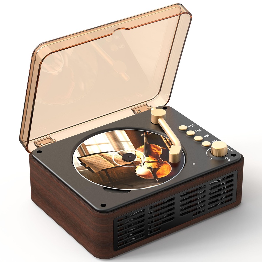 Portable CD Player Bluetooth with Speakers - Lehwey Desktop CD Players for Home, Built-in Du