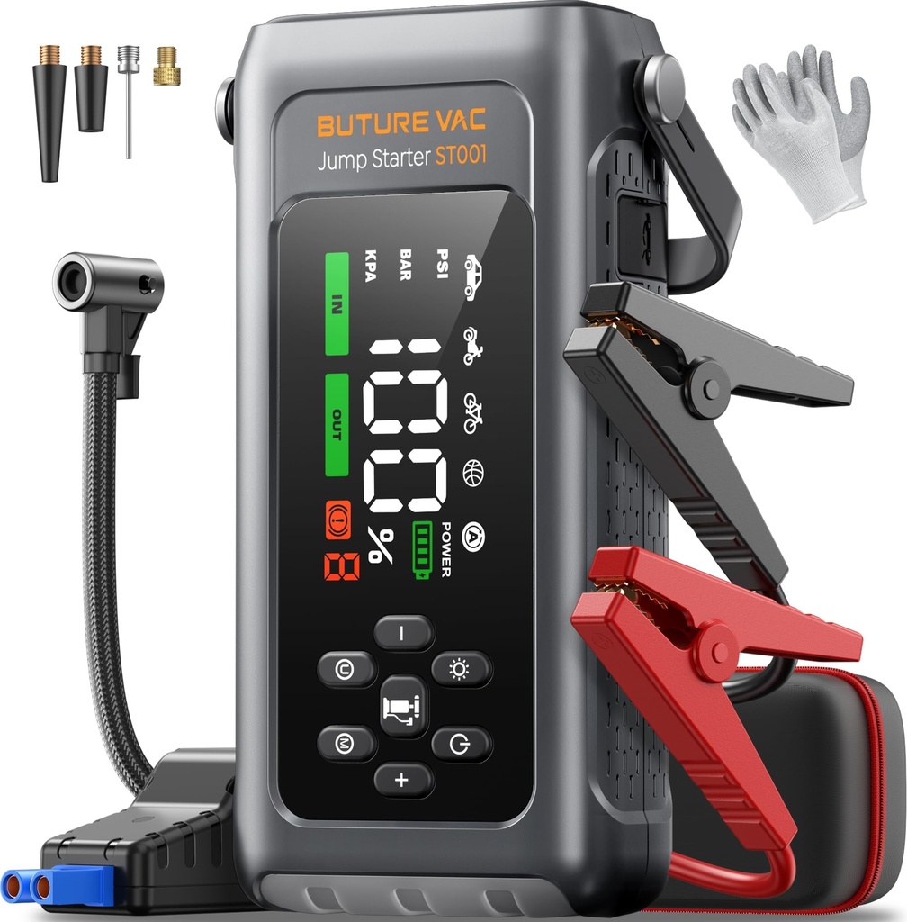 5000A Jump Starter Power Pack with 150PSI Air Compressor, Car Battery Booster Jump Starter f