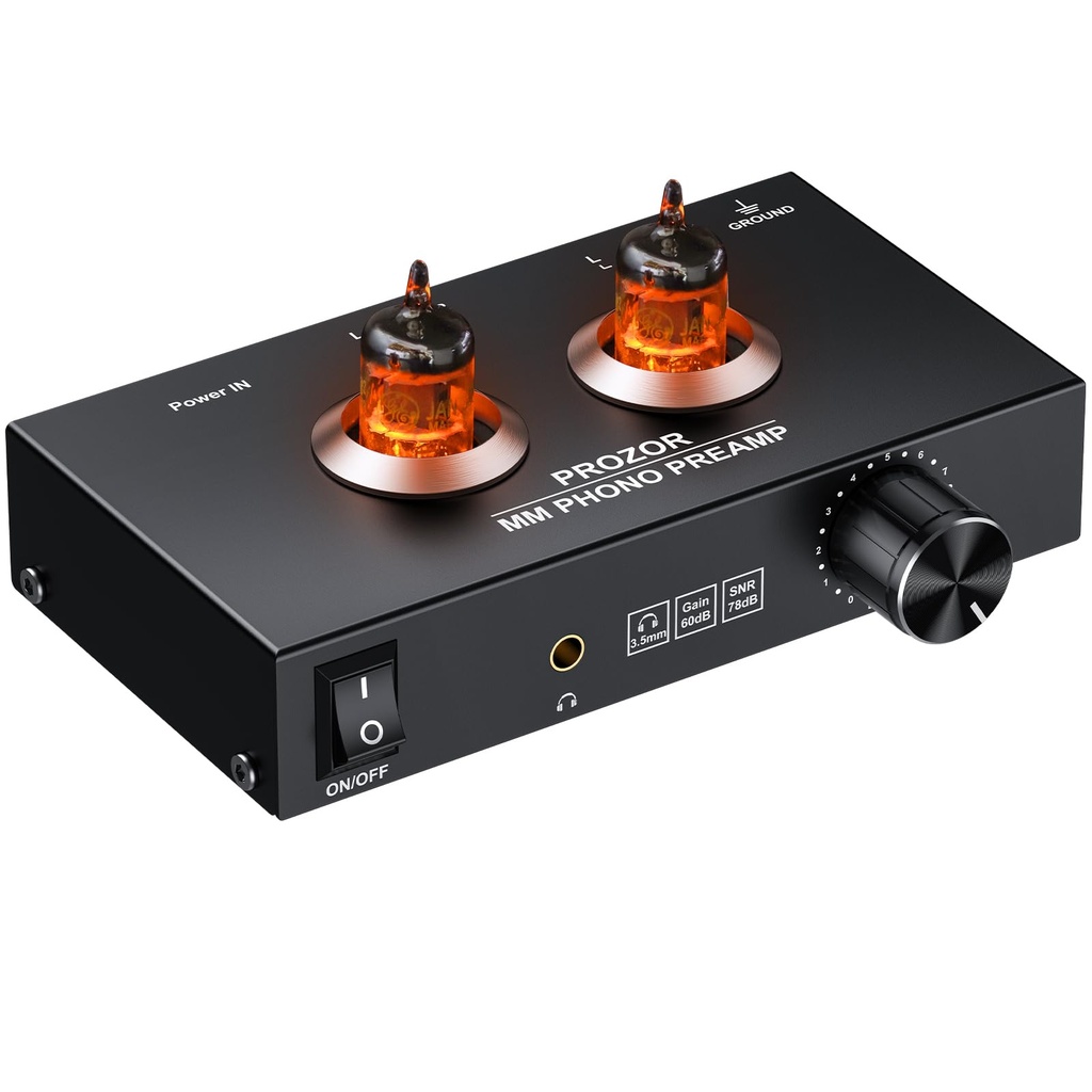 PROZOR Phono Preamp - Hi-Fi Phono Preamplifier with JAN 5654W Vacuum Tubes Audio Pre Amp for
