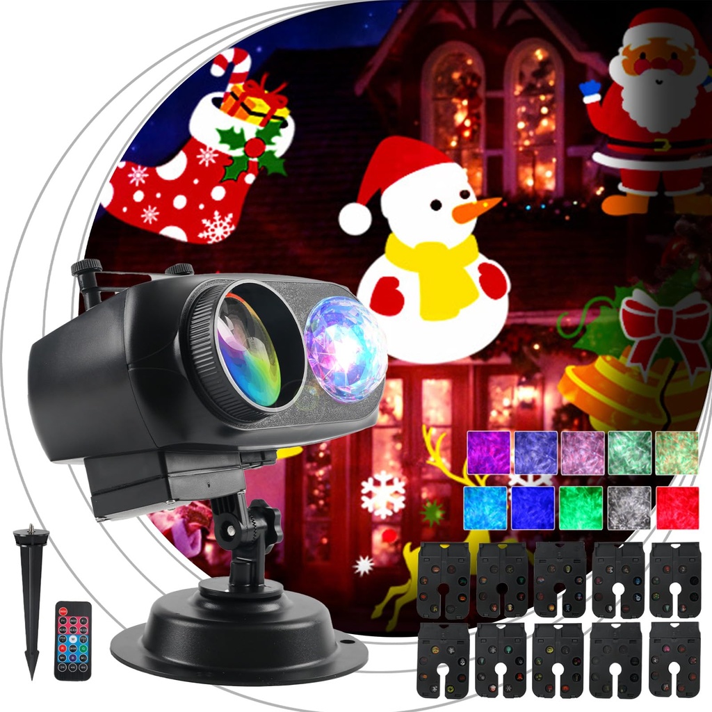 Christmas Projector Lights, 15W Waterproof Outdoor Holiday Projector Lights with Remote Con