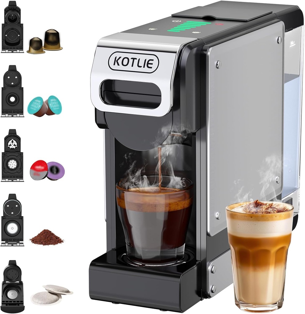 5 in 1 Espresso Single Serve Coffee Machine for Nespresso Original/Dolce Gusto/LOR