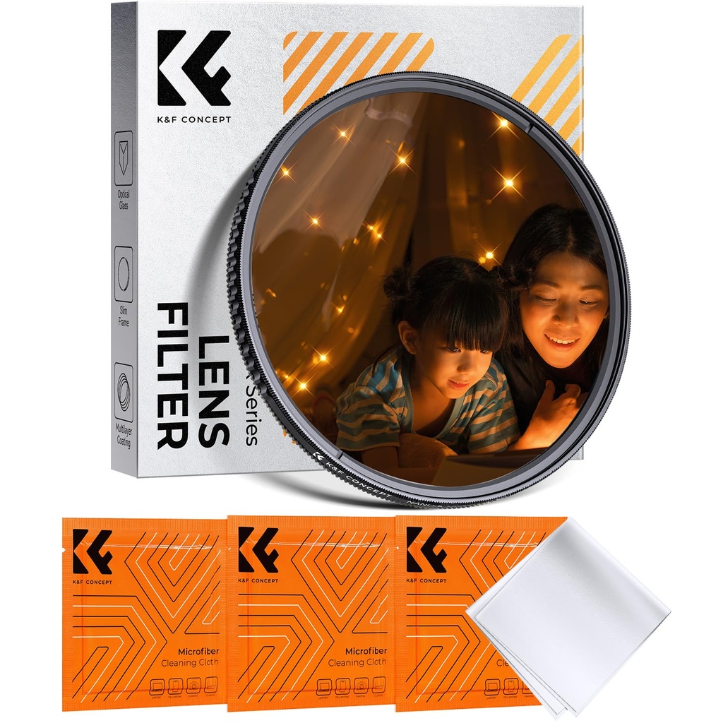 K&F CONCEPT 72mm Variable Short Ray Star Filter, 4 Points Cross Star Special Effects Optical