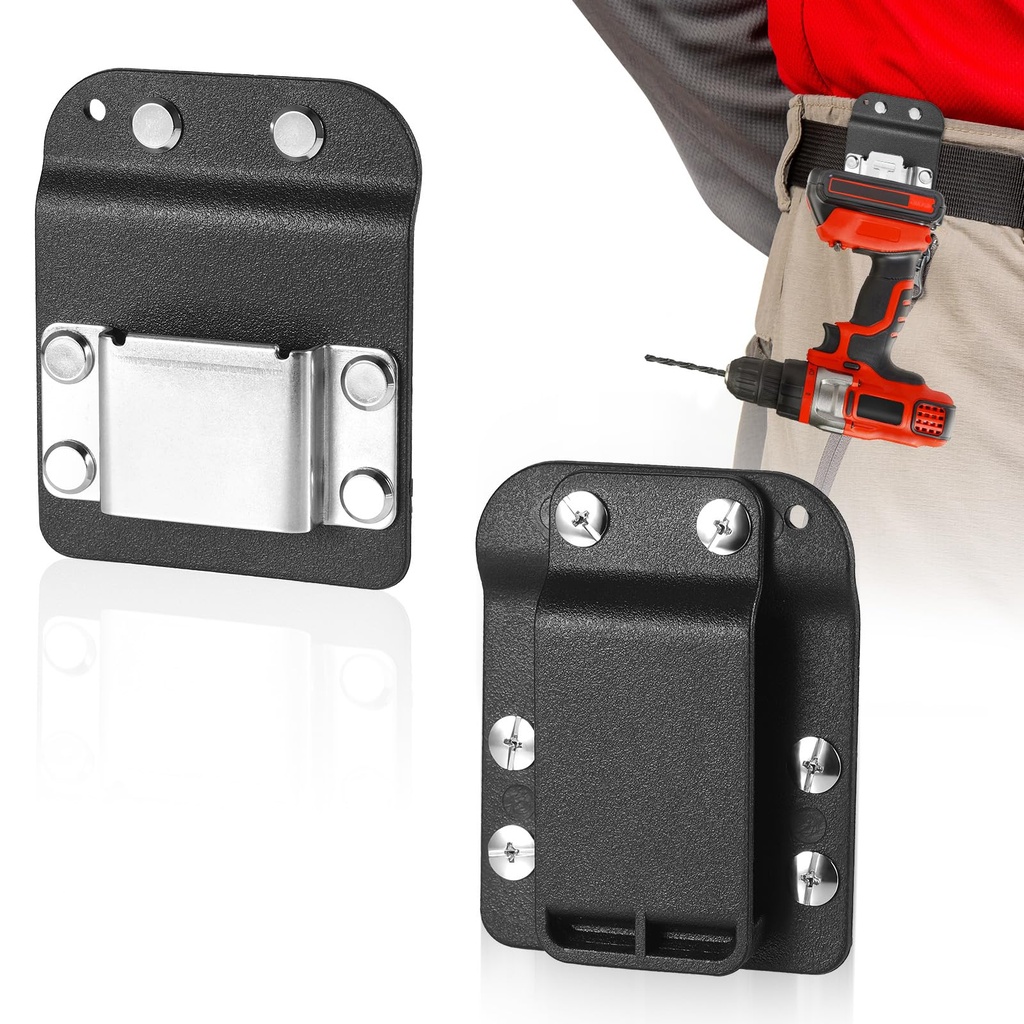 Tranrantic Stainless Tool Belt Holder,Ruggedness Tool Holster Belt Clip,Clip-On Drill Holst