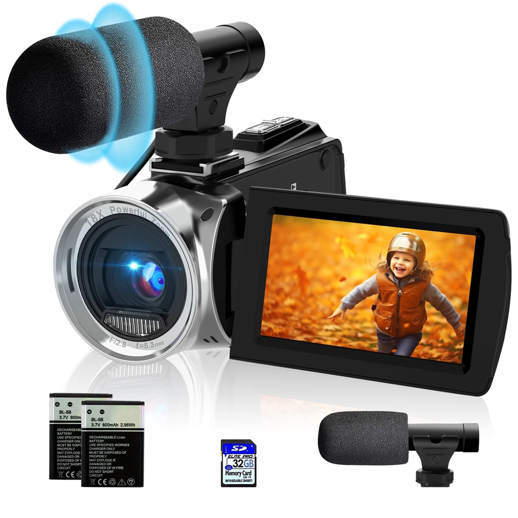 ISHARE Video Camera 4K 48MP Camcorder, Digital YouTube Vlogging Camera Recorder