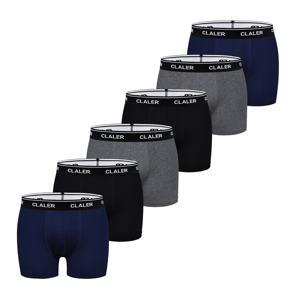 CLALER Men's Boxer Shorts 6 Pack Stretchy Soft Fitted Cotton Mens Trunks Underwear Multipack