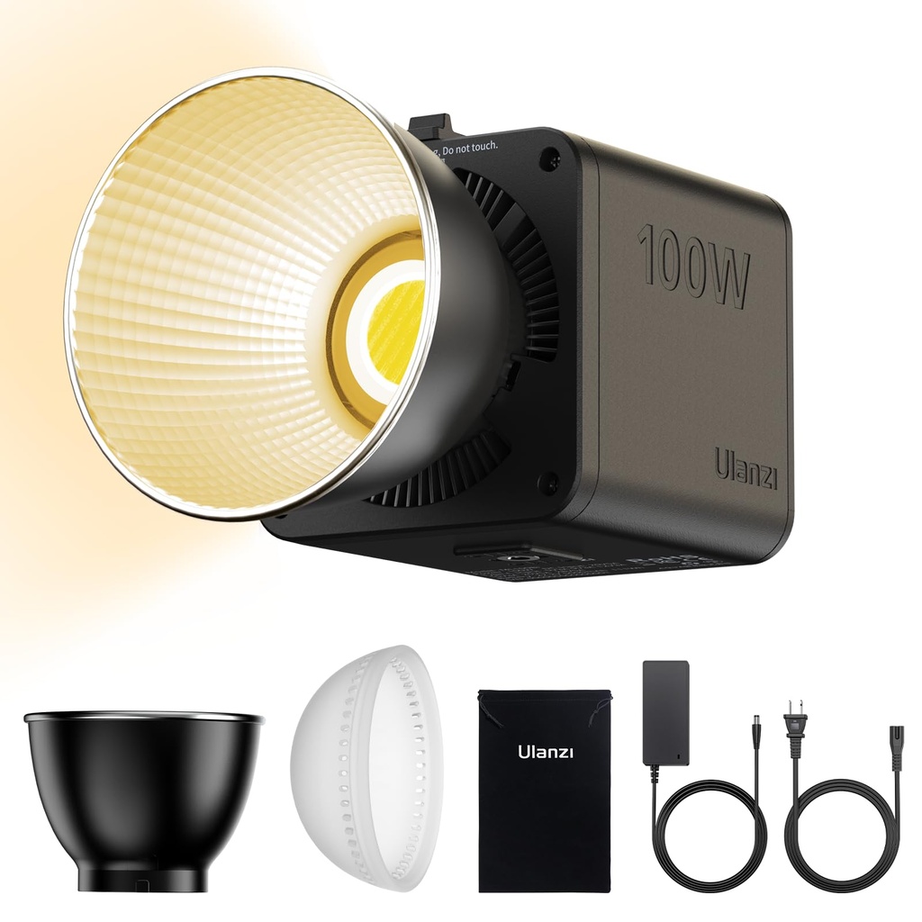 ULANZI ML100BI 100W COB Portable LED Video Light, with DC Adapter, Built-in 88.8 Wh Battery,