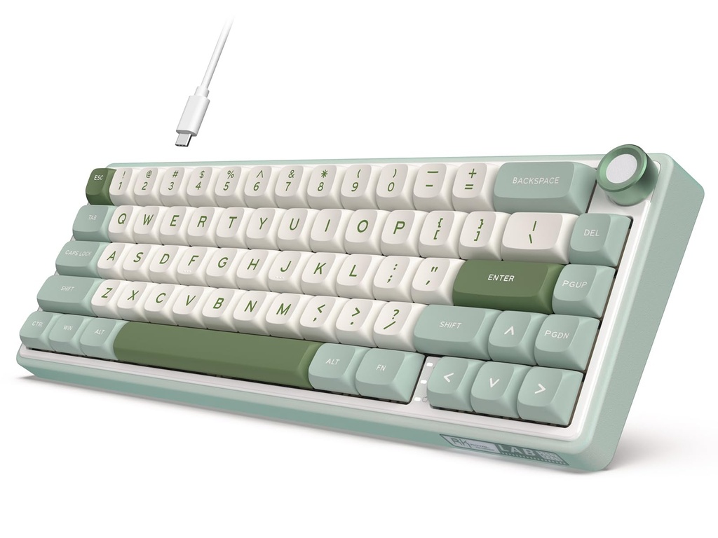 RK ROYAL KLUDGE R65 Wired Mechanical Keyboard with Knob, 60% Percent QMK/VIA US Layout RGB B