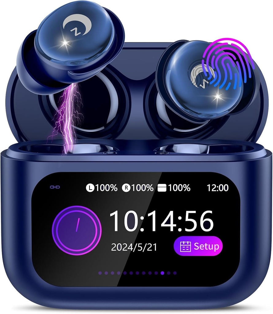 Wireless Earbuds with Smart Touch Screen, 2026 Mini Sleep Earbuds Bluetooth 5.4 Headphone In