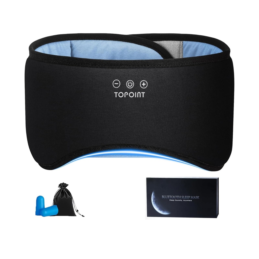 TOPOINT Sleep Mask Headphones Bluetooth Sleep Mask, Organic Bamboo Cotton Eye Mask Headphone