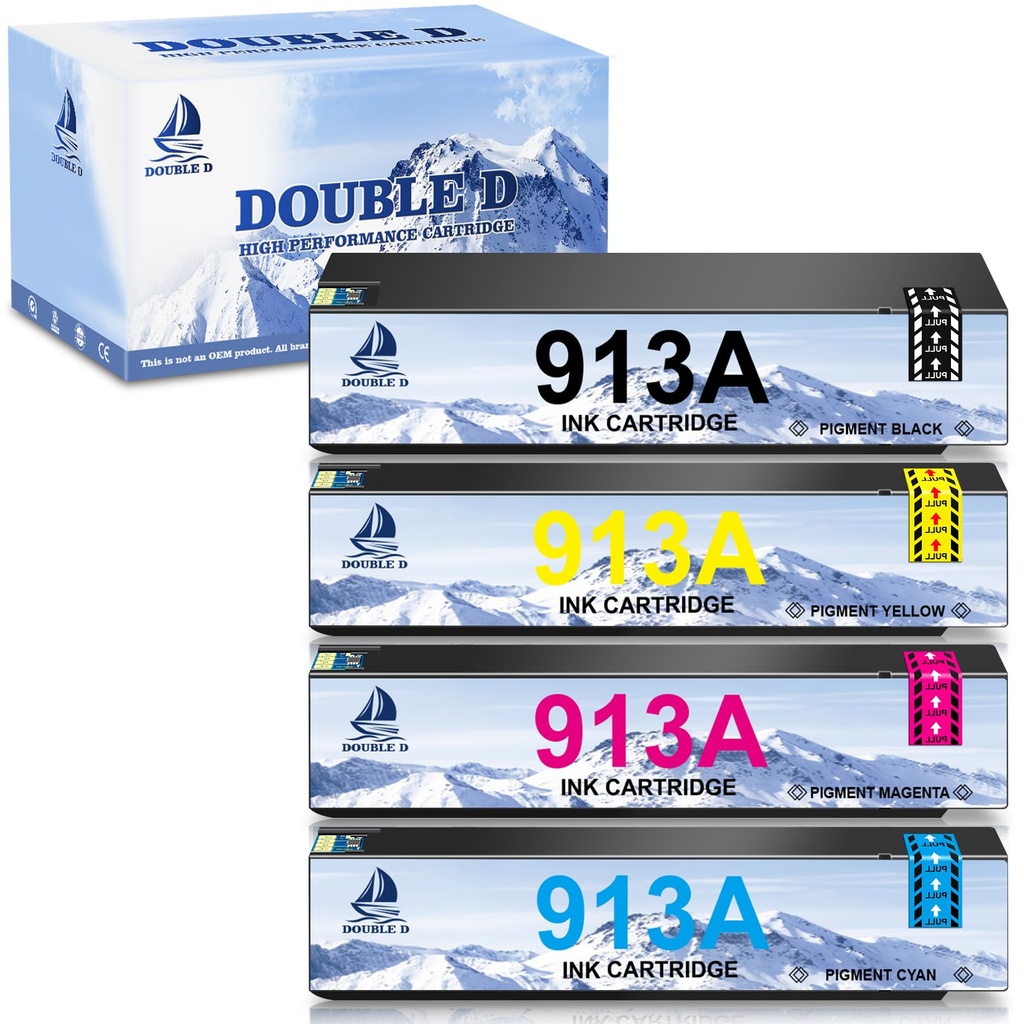 DOUBLE D Compatible 913 913A Ink Cartridges Work for HP PageWide Pro 377dw 377dn 477dw 477dn 352
