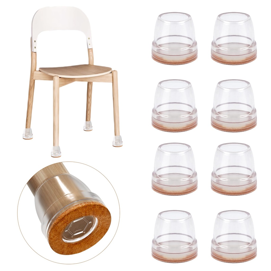 Ezprotekt Chair Leg CoversAnti Skid Sliding Automatic Switching, 16 PCS 0.75" Transparent