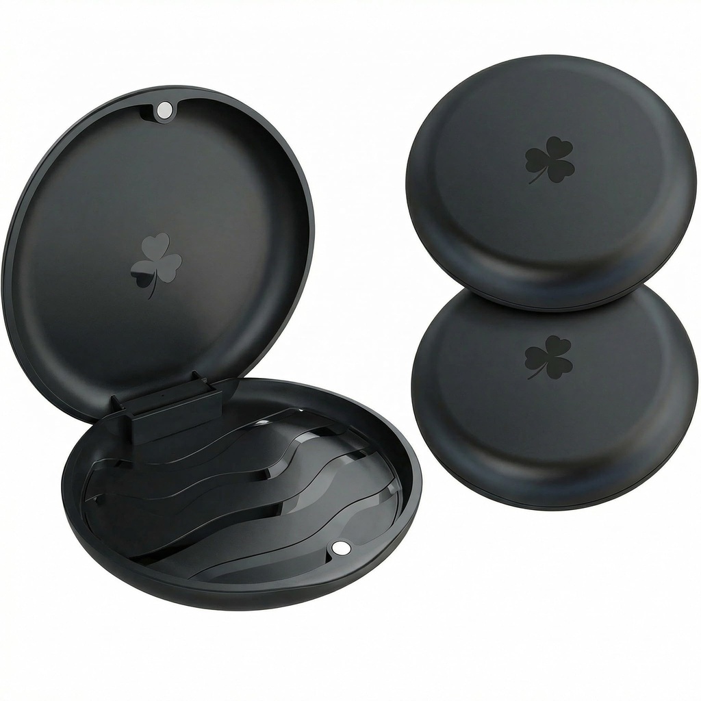 ARGOMAX Aligner and Retainer Case - Black and Purple Brace Box, 2 Piece Mouth Guards Travel Ca