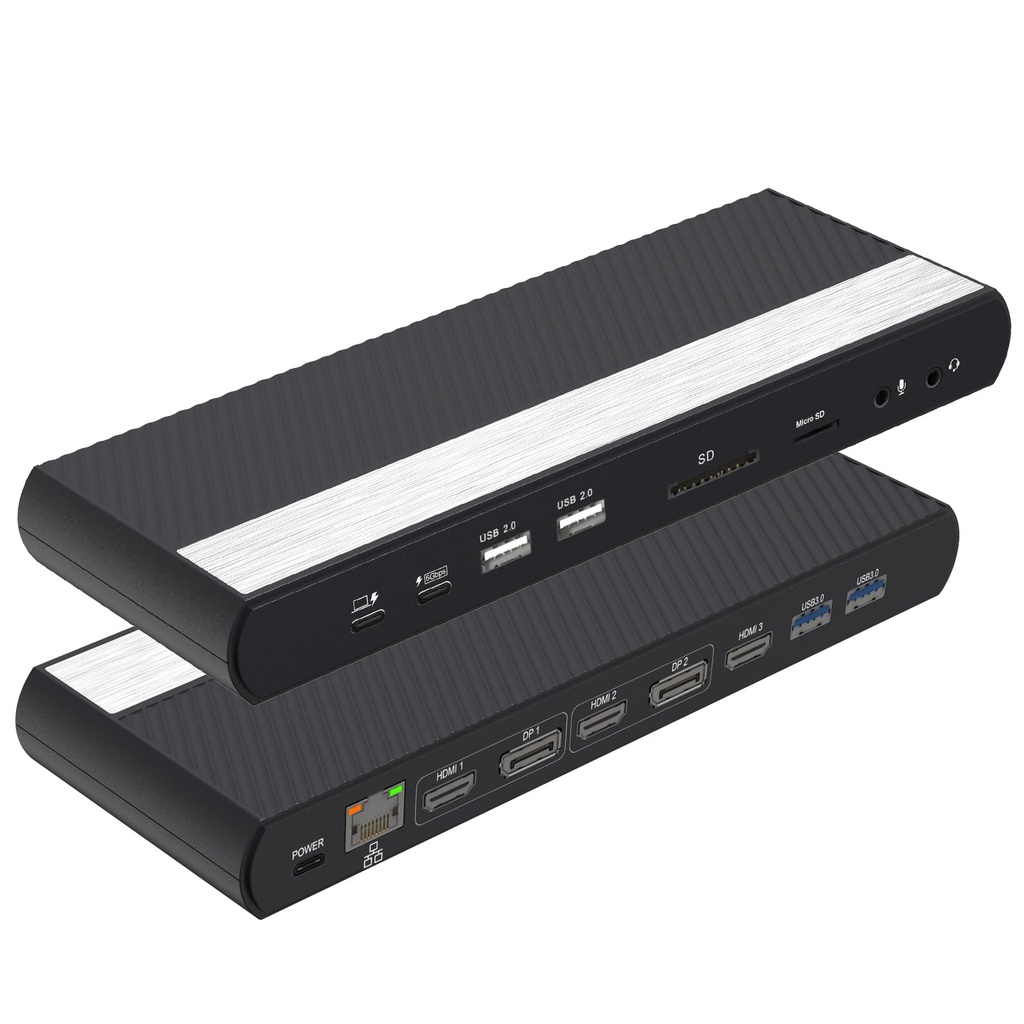 Docking Station USB C Dock Dual Monitor 4K Laptop Dock (Black 17in1)-Triple 4K USB C Docking