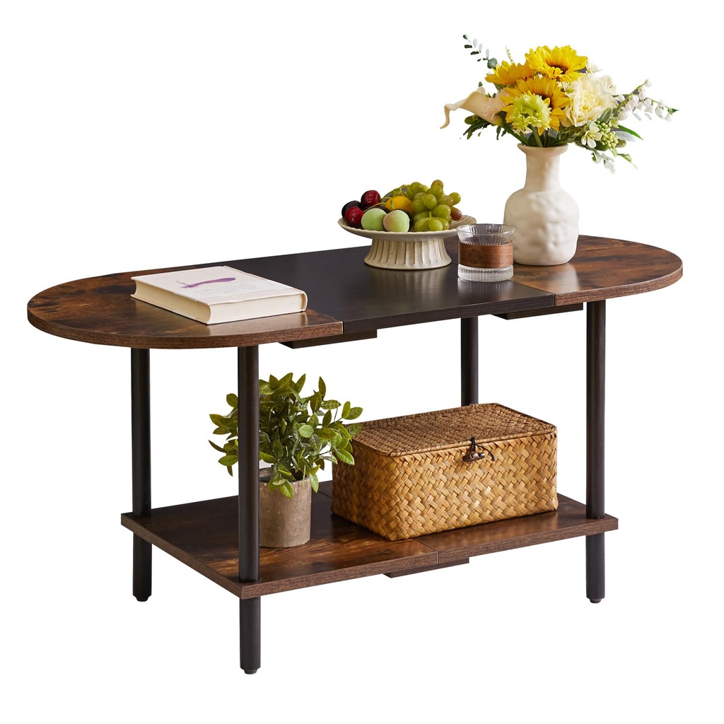 Aibiju Coffee Table, Oval Center Table, Industrial Side Tea Table for Living Room Home Furni