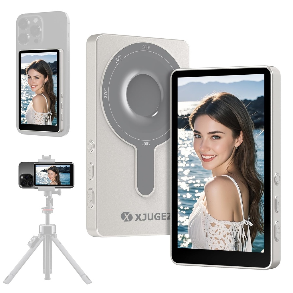 XJUGEZ Phone Vlog Selfie Monitor Screen, Magnetic Selfie Screen for iPhone Android, Back Camera