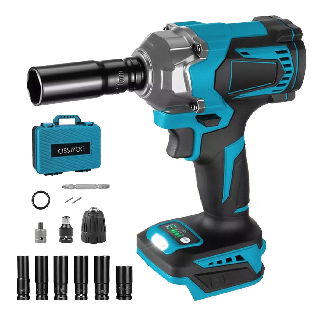 Impact Wrench 1/2 Inch, 700Nm Impact Gun Compatible for Makita 18V Battery, Electric Brushle