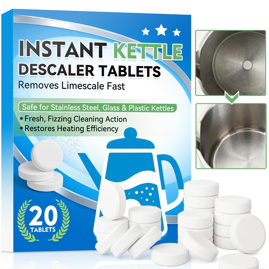 Kettle Descaler Tablets, Powerful Limescale Remover for Kettles, Coffee Machines, Iron Appli