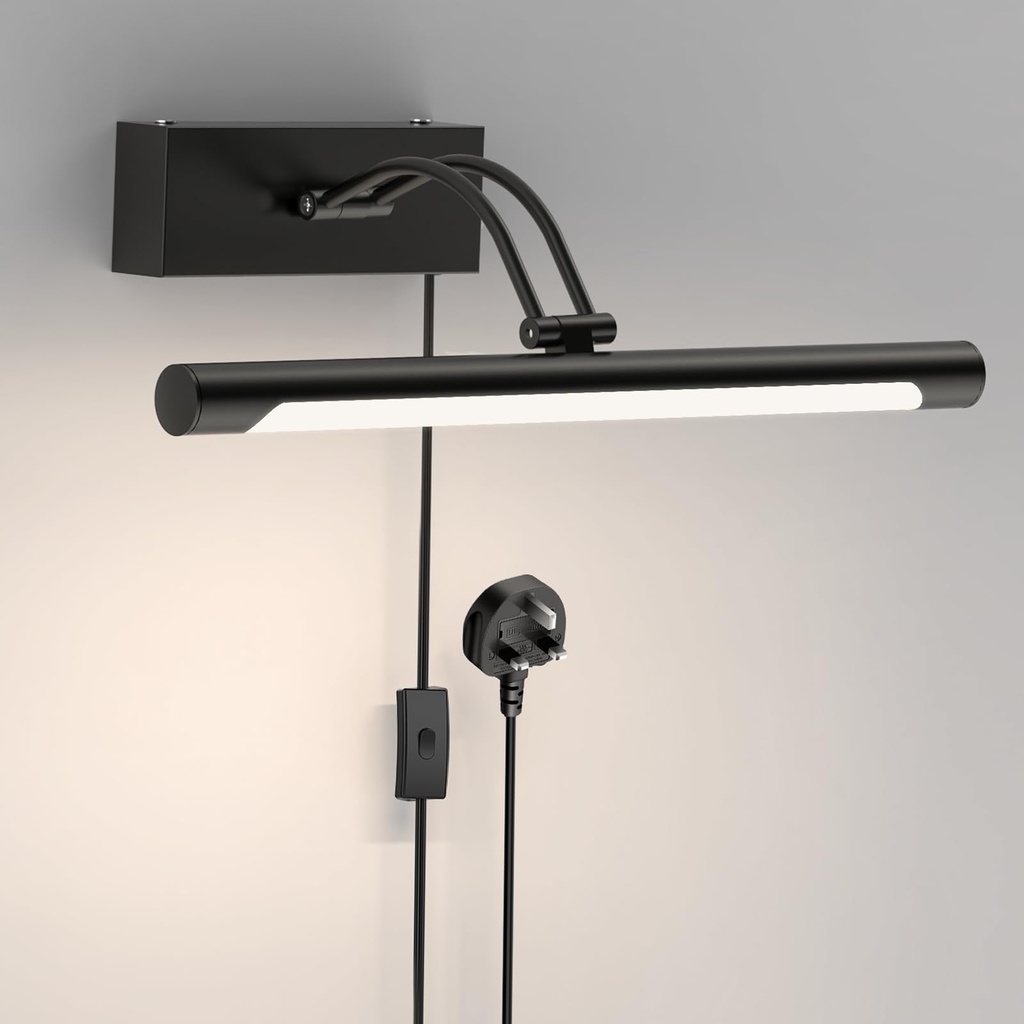 LABOREDUCER Plug in Picture Light for Wall Black,36cm Night Light LED Wall Sconces for Pict