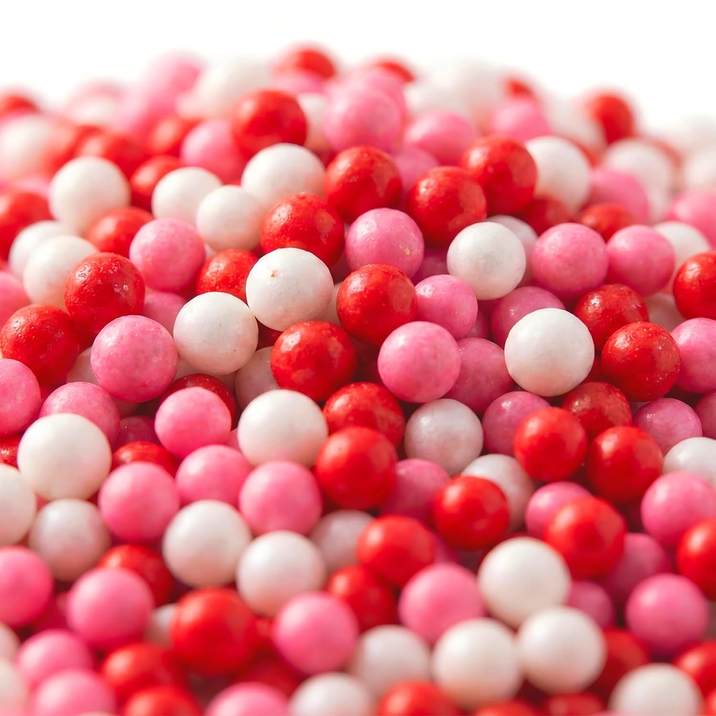 100g Red White and Pink Valentine's Edible Nonpareils Sprinklesfor Cake Decorating Mix Size