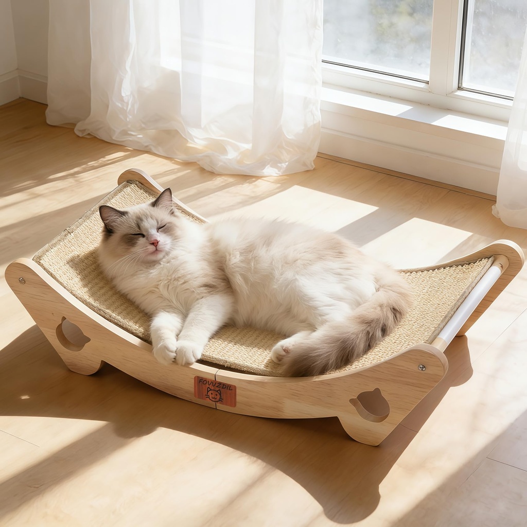 FOVVZDIL Cat Scratcher Bed, 100% Natural Sisal Cat Scratching Board with 160Ã‚Â° Curved Desi