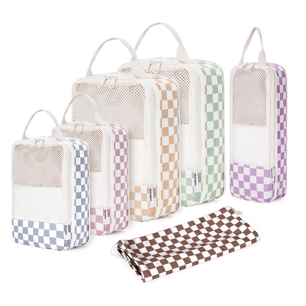 Narwey 6 Set Compression Packing Cubes for Suitcases and Backpack, Travel Suitcase Organiser