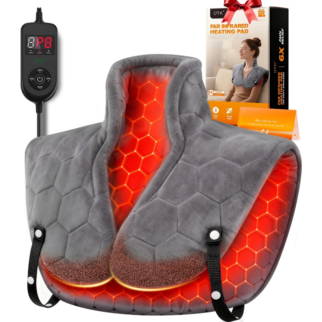 UTK Neck and Shoulder Heat Pad, Gifts for Women, 30s Fast Heat, Up to 70Ã‚Â°C, 6X Deeper Pa