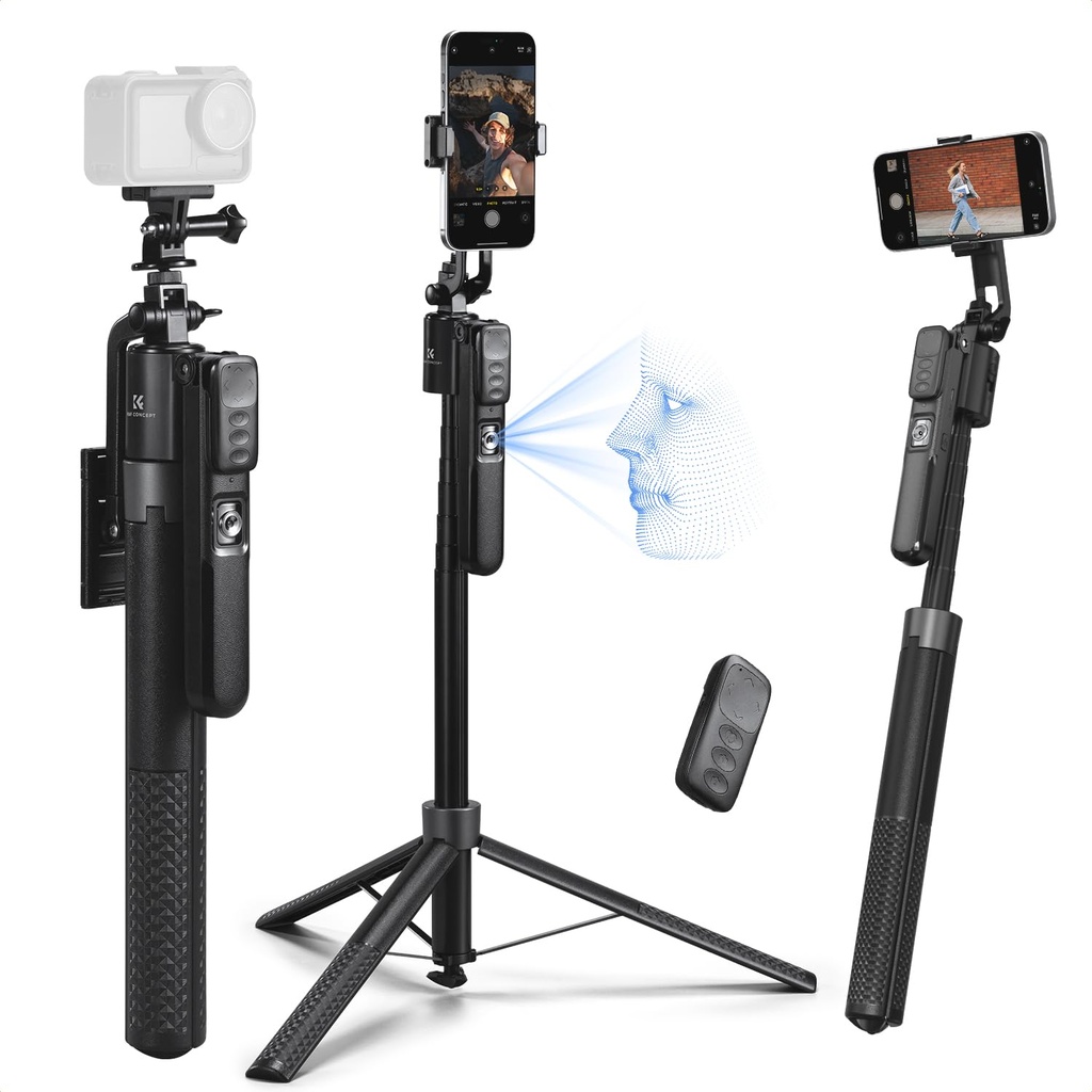 K&F CONCEPT 180 cm Face Tracking Tripod for iPhone/Android, 360 Rotation Mobile Phone Tripo