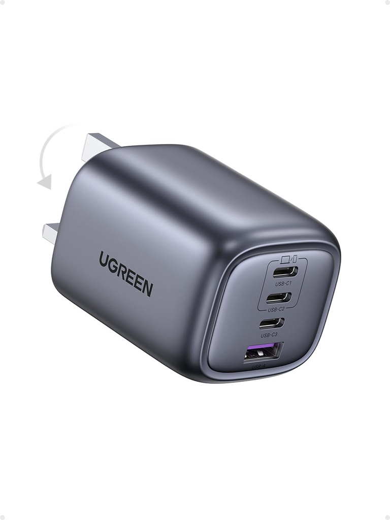 UGREEN USB C Plug 65W USB C Charger Fast Charging Plug Nexode 3C1A Foldable GaN Travel Char