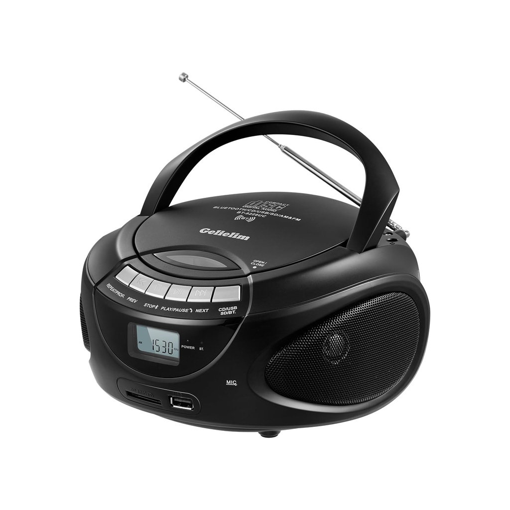 Gelielim Portable CD Player Boombox with Bluetooth, AM/FM Radio, CD Boombox Support USB, SD