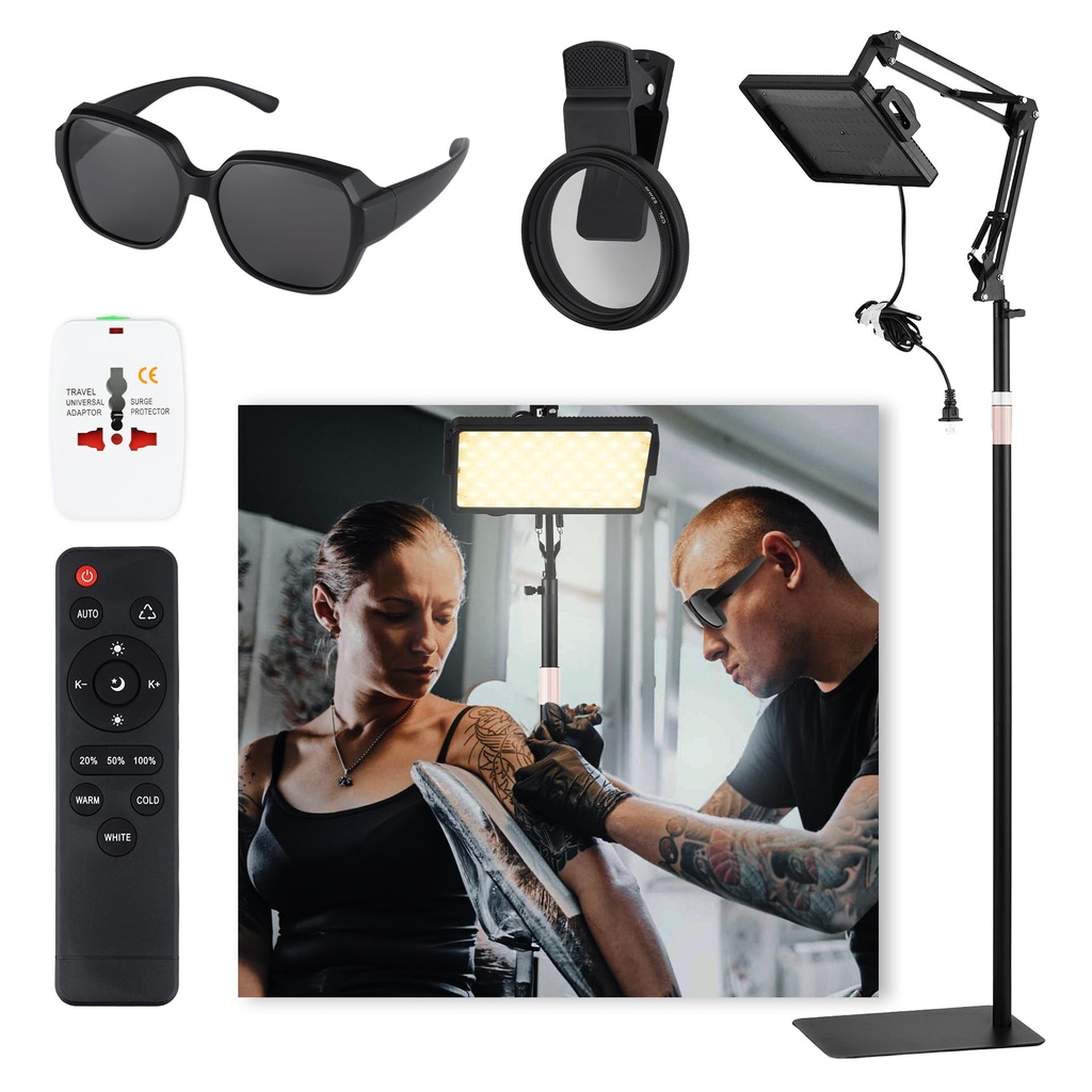 Goshoot Polarized LED Tattoo Work Light with Tattoo Vision Lenses and Extra Frame 