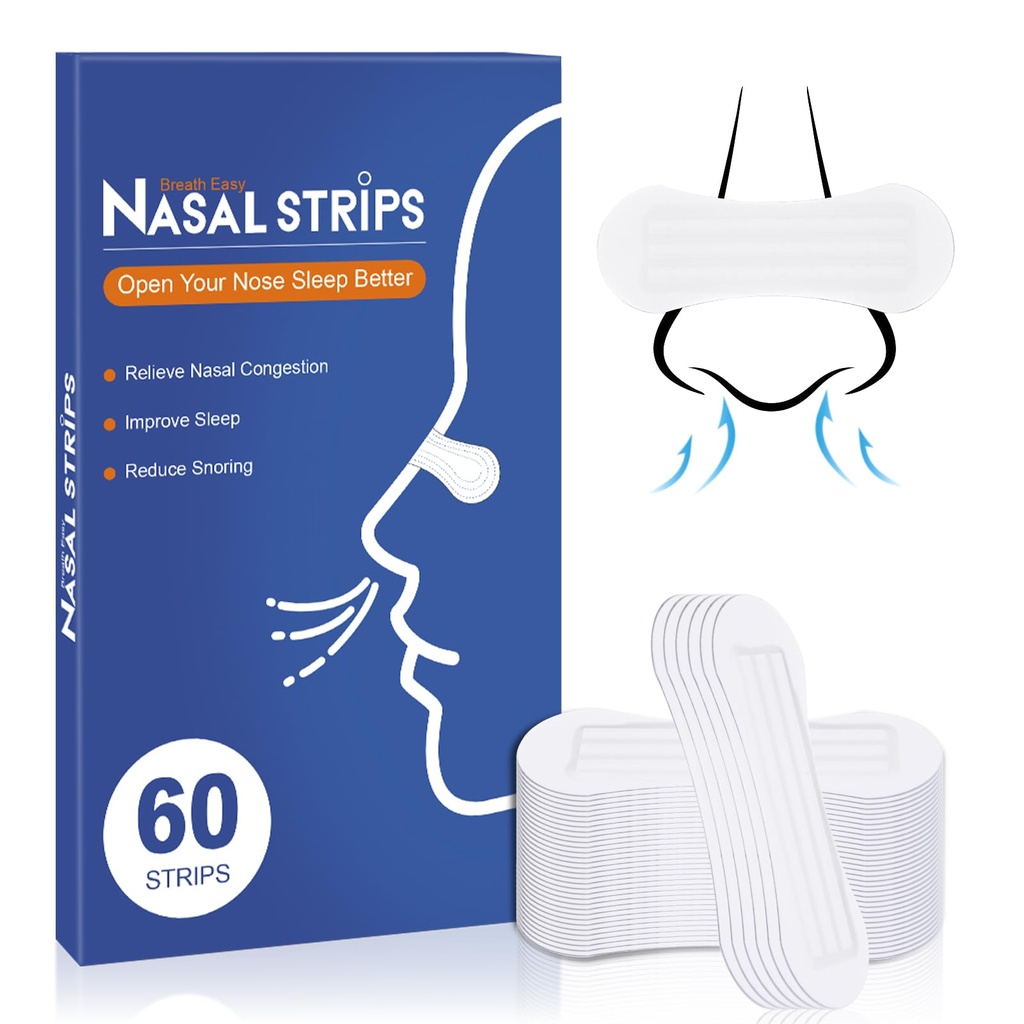 Nasal Strips 60 pcs, Snoring Aids for Men and Women, Nose Strips for Breathing to Improve S