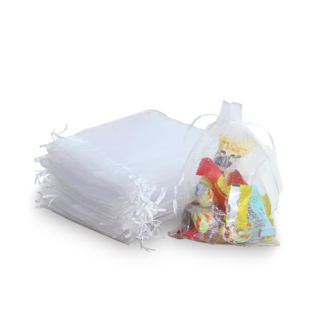 20pcs White Organza Gift Bags, 5.2 x 7 inch Jewelry Drawstring Pouches Wedding Party Favor