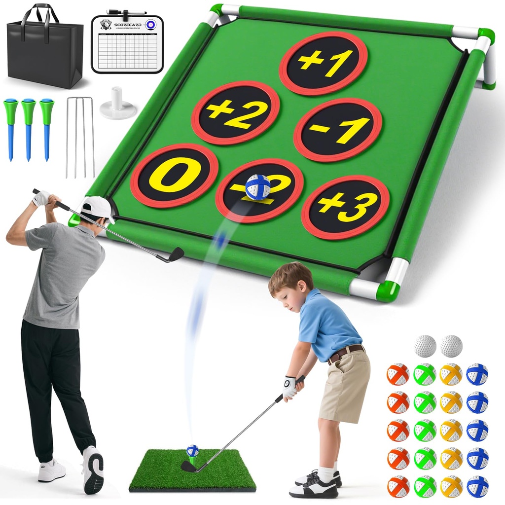 Kids Golf Toys Set for Toddlers Ages 3-8, 2 Golf Clubs, 2 Balls and 20 Sticky Balls, Carryi