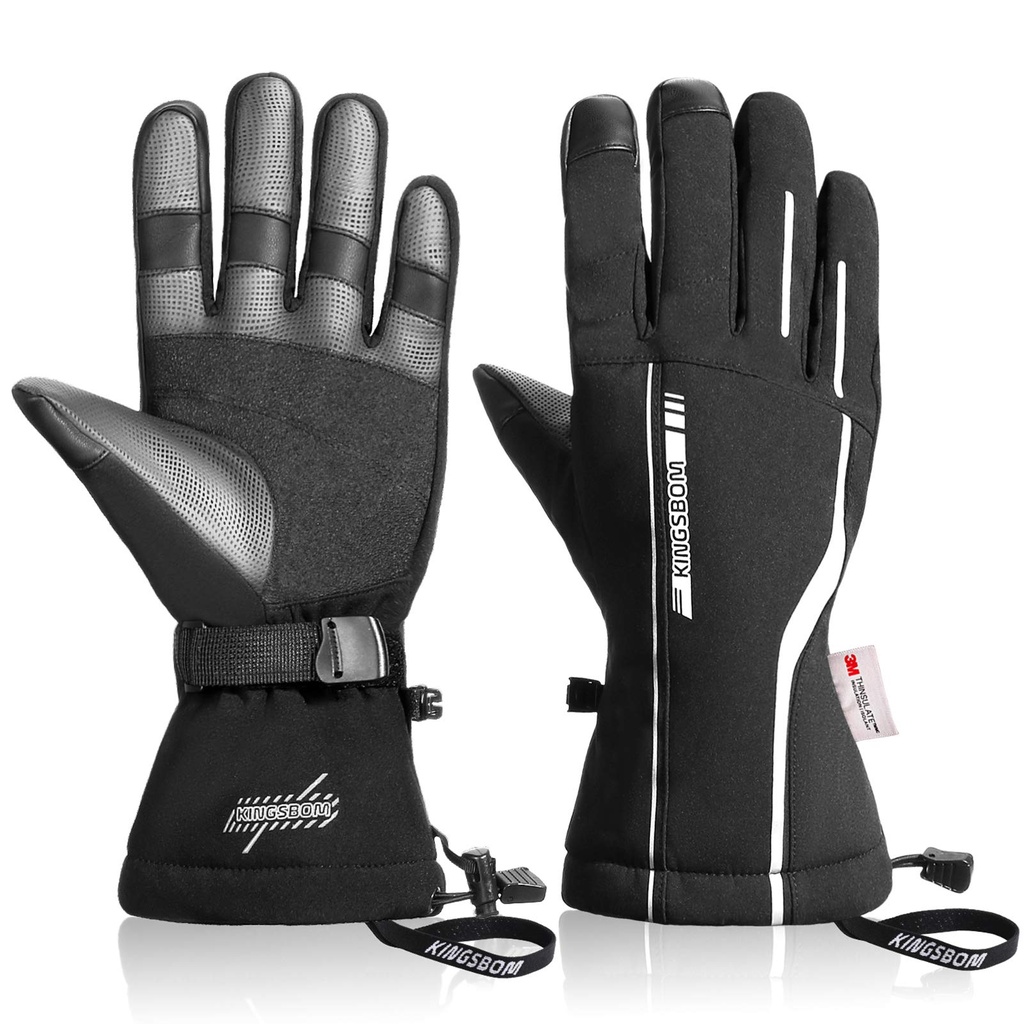 KINGSBOM Waterproof Ski & Snow Gloves, 3M Thinsulate Winter Warm Touch Screen Snowboard Glov