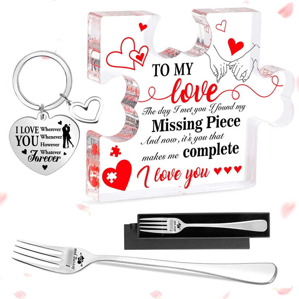 HOWAF Valentines Gifts for Her Him, Valentines Puzzle Shaped Acrylic Plaque, I Love You For