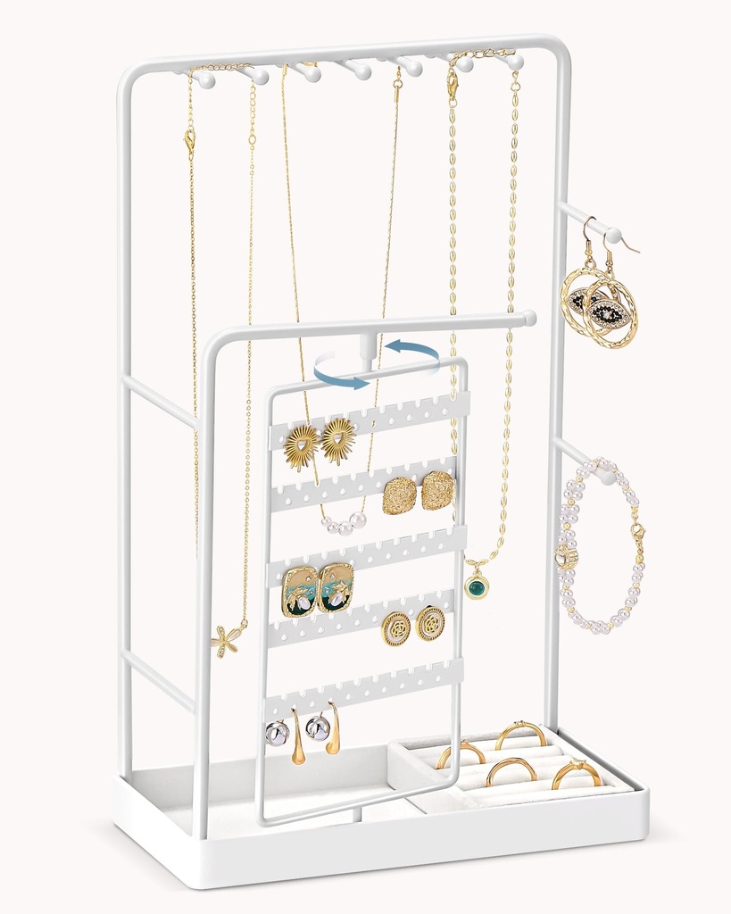 Lolalet Jewelry Organizer Stand, No Assembly Needed Display Storage with Rotating Earring H