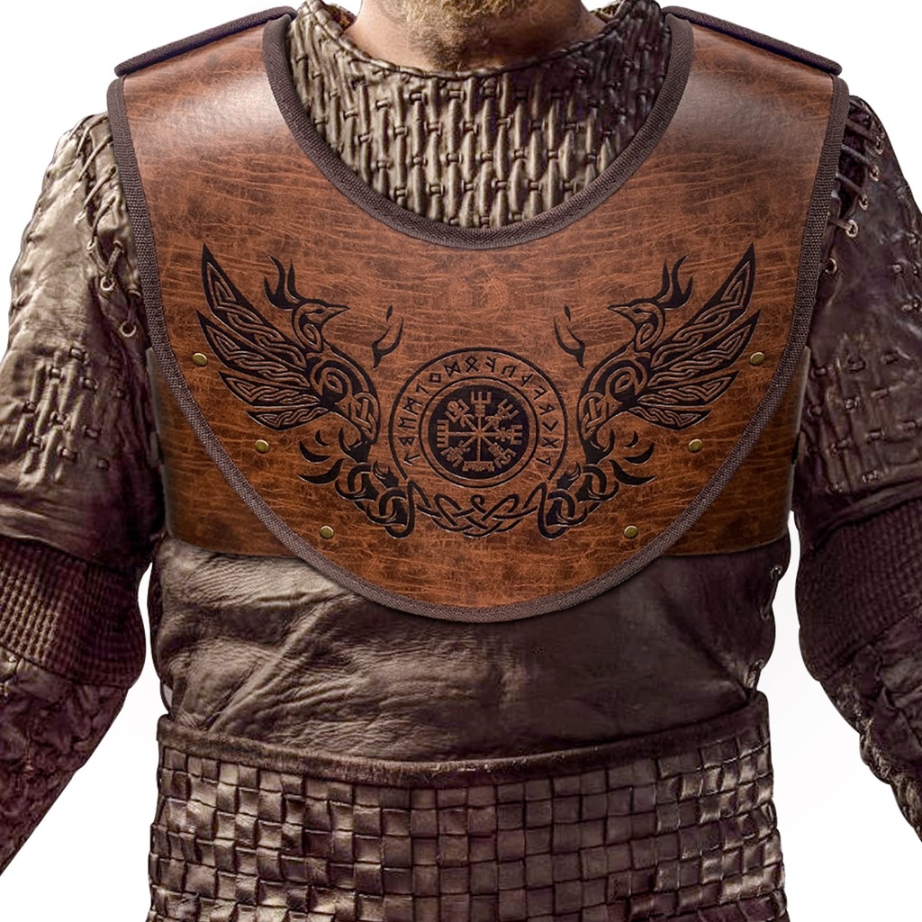 HiiFeuer Phoenix Vegvisir PU Leather Embossed Viking Warrior Chest Protector Medieval Knigh