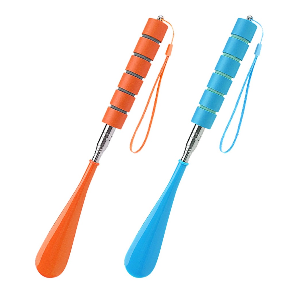 UIHRLM 2 Pack Extendable Shoe Horn, Telescopic Long Handled Shoes Horn with Lanyard, Retract