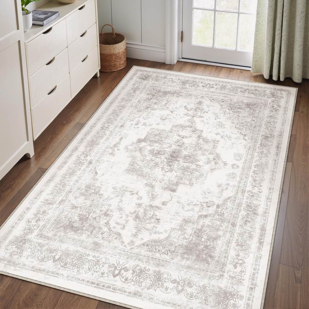 HUGEAR Vintage Grey Rugs Living Room Washable Non Slip Large Area Rug 150x210cm Bedroom Kit