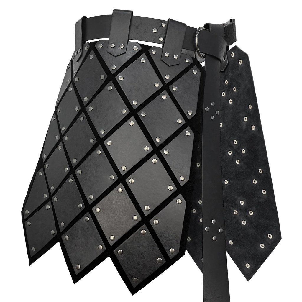 HiiFeuer Medieval Faux Leather Thigh Armor, Retro Double Sides Waist Armor with Belt, Merce