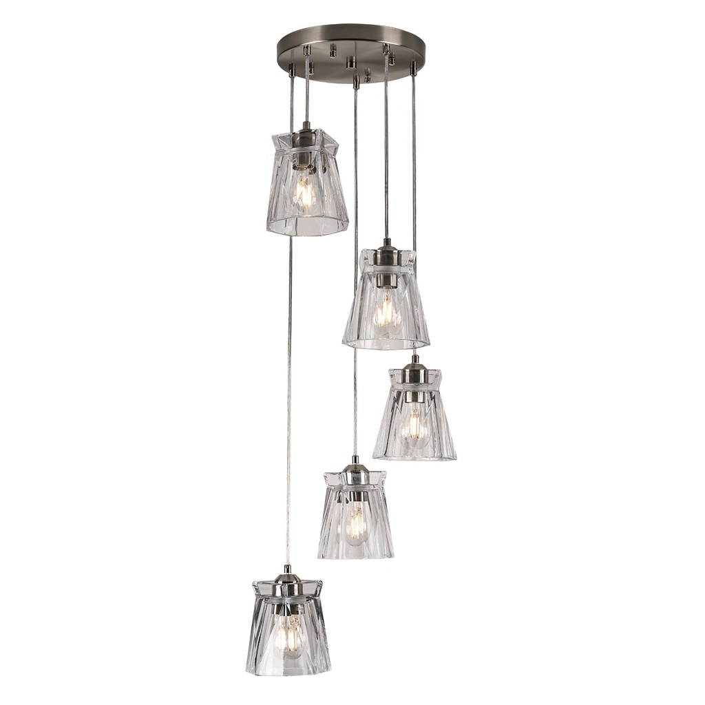 FRIXCHUR Long Chandelier for High Ceilings Modern Crystal Pendant Light Raindrop Drop Hanging Chandelier Ceiling Light for Staircase Foyer Living Room Entryway 9 Lights Bulbs Not Included