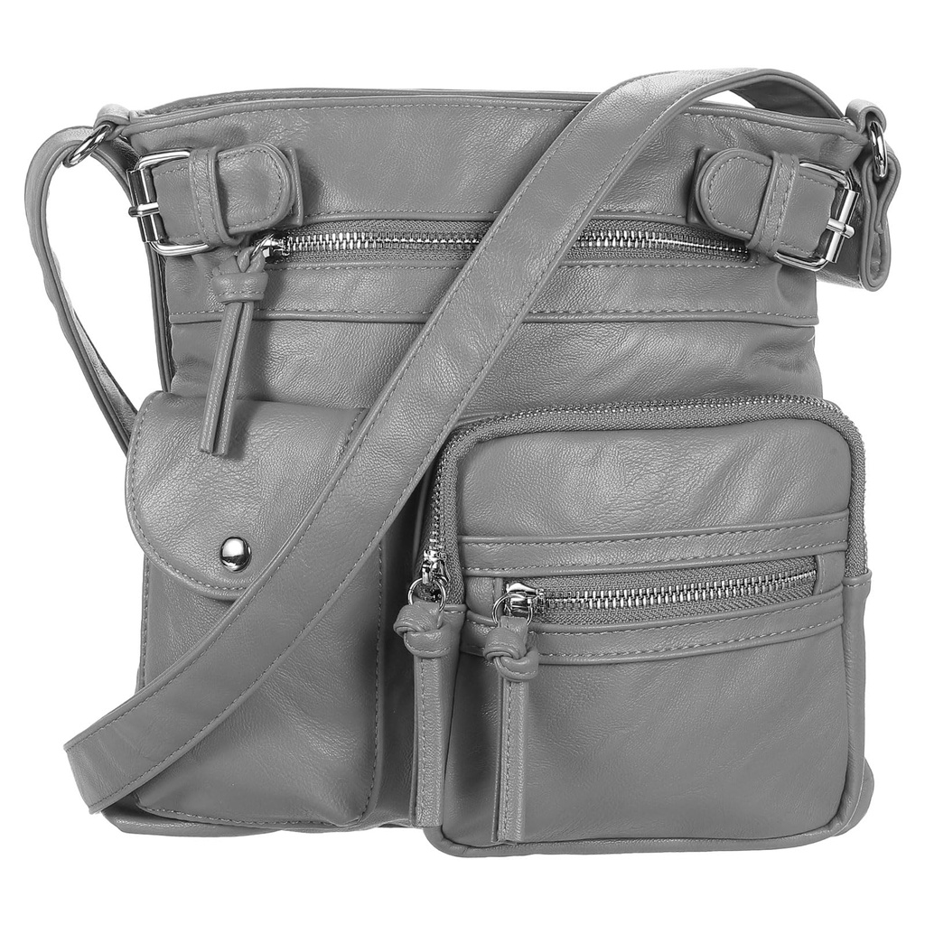 sourcing map Crossbody Bags for Women, PU Leather Multi Pocket with Adjustable Straps Women