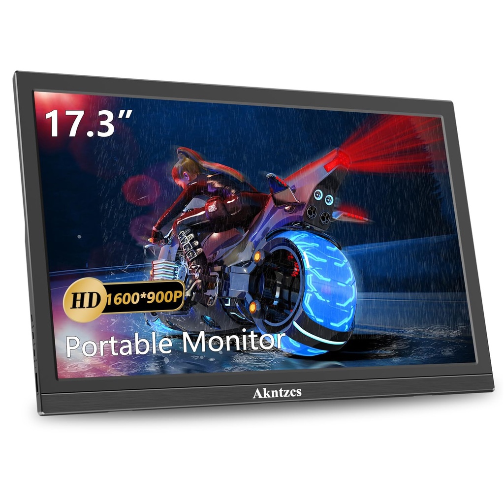 Akntzcs Portable Monitor 17.3 Inch HDMI USBC Travel Monitor HD 1600x900 Second Computer Monitor