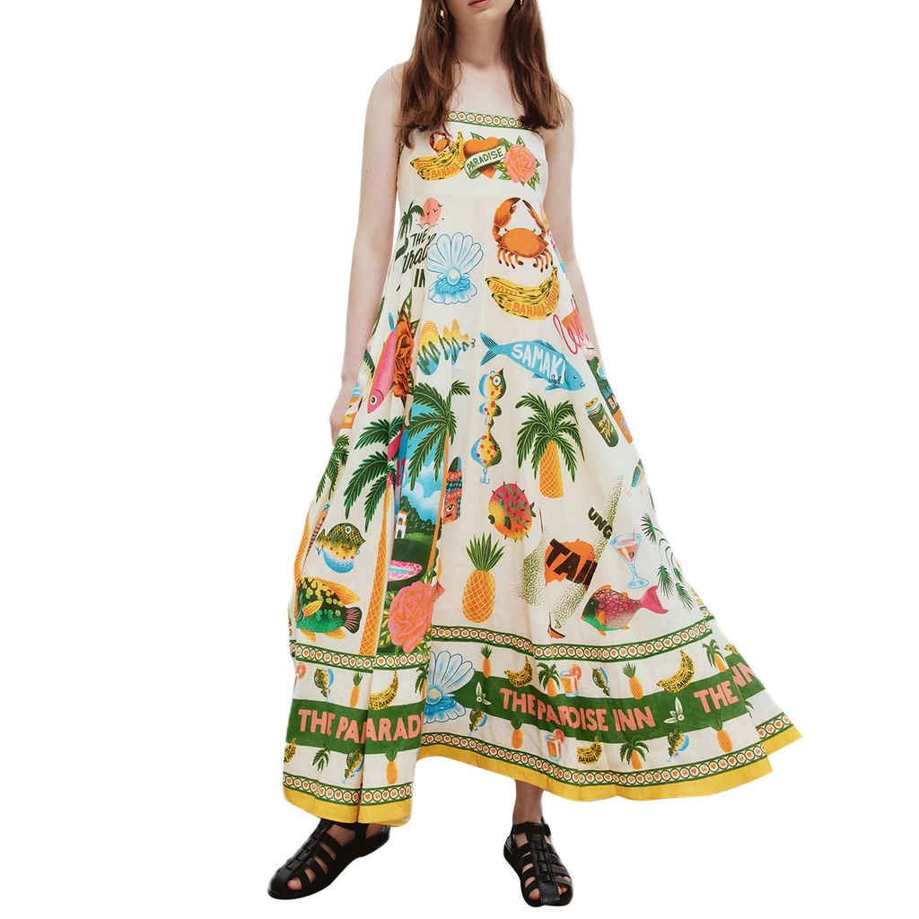 Loalirando Women Summer Spaghetti Straps Aesthetic Sleeveless Maxi Flowy Dress Sleeveless O