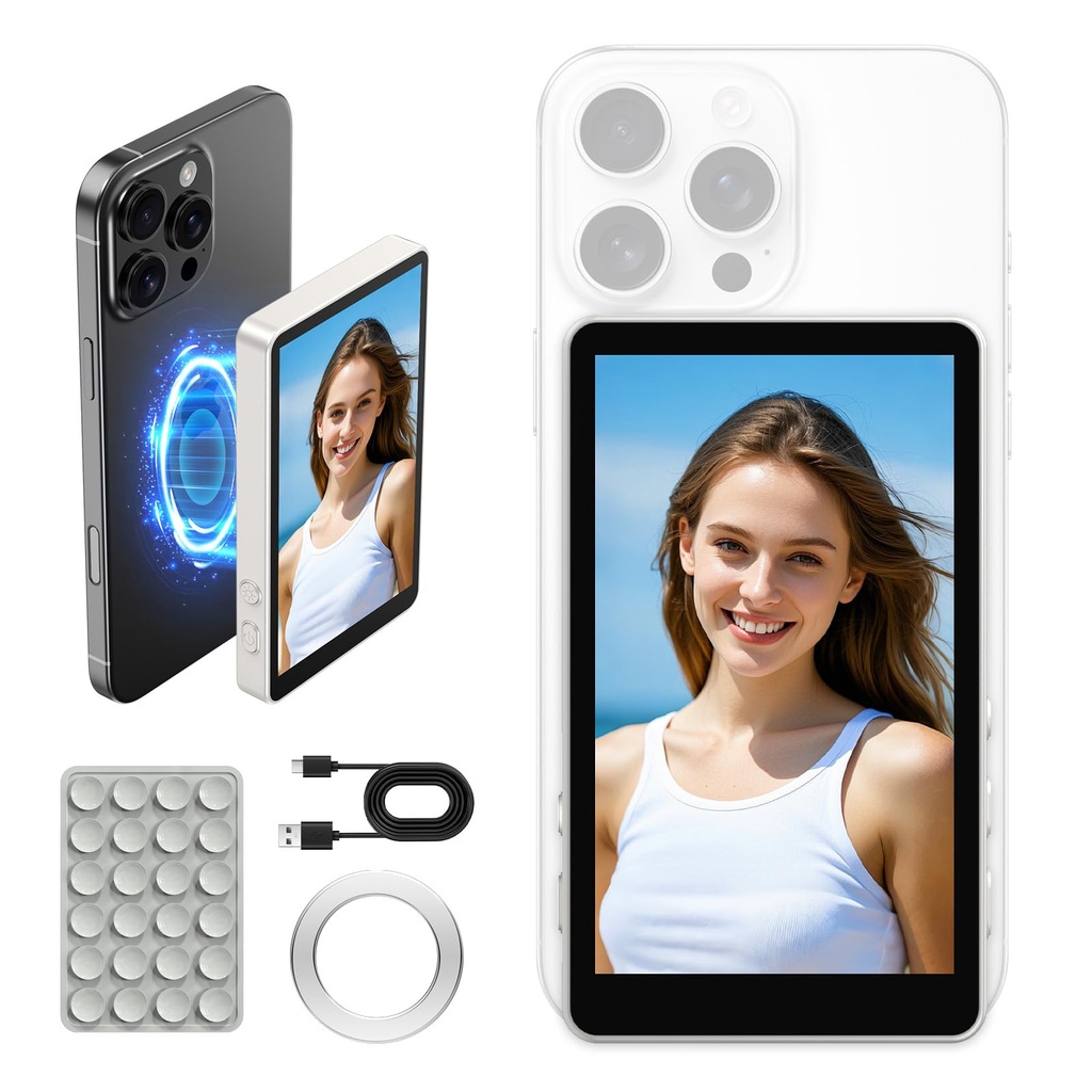 XJUGEZ Vlog Selfie Monitor Screen for iPhone 17,Phone Selfie Monitor Screen with Remote