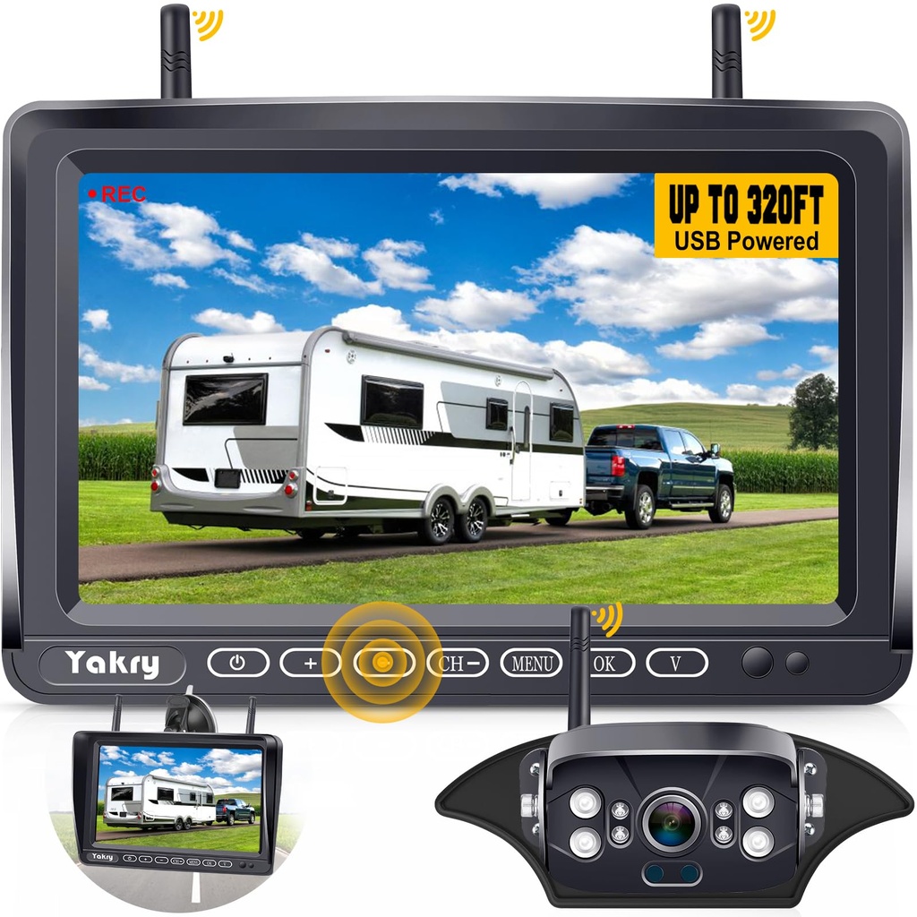Wireless Reversing Camera, FHD 1080P 7" Reverse Camera Kit with DVR System Motorway Surveillance